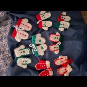 Hand knitted mini mittens set of 8
